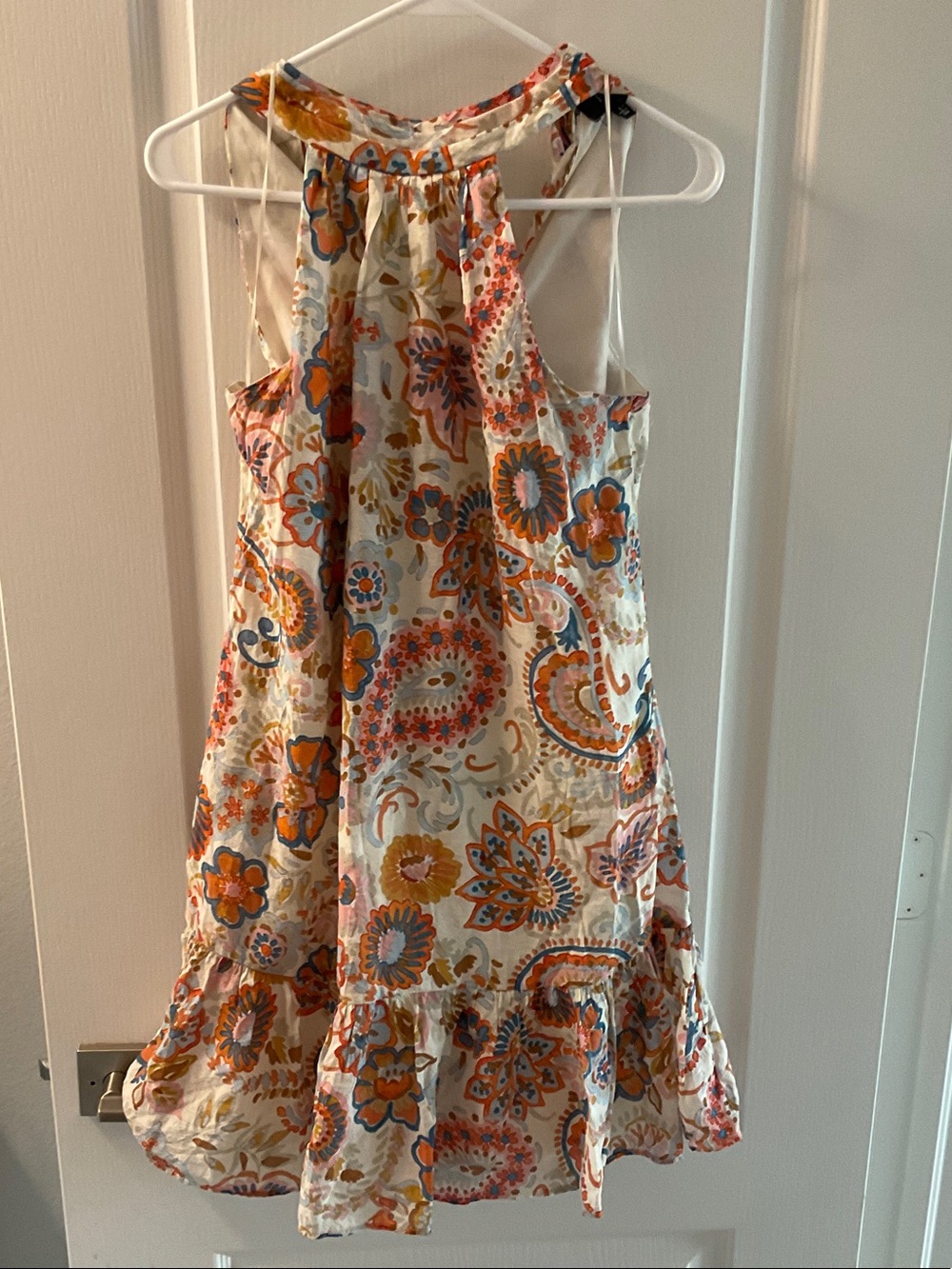 MSK Girls Floral Paisley Halter Dress - Orange & Cream